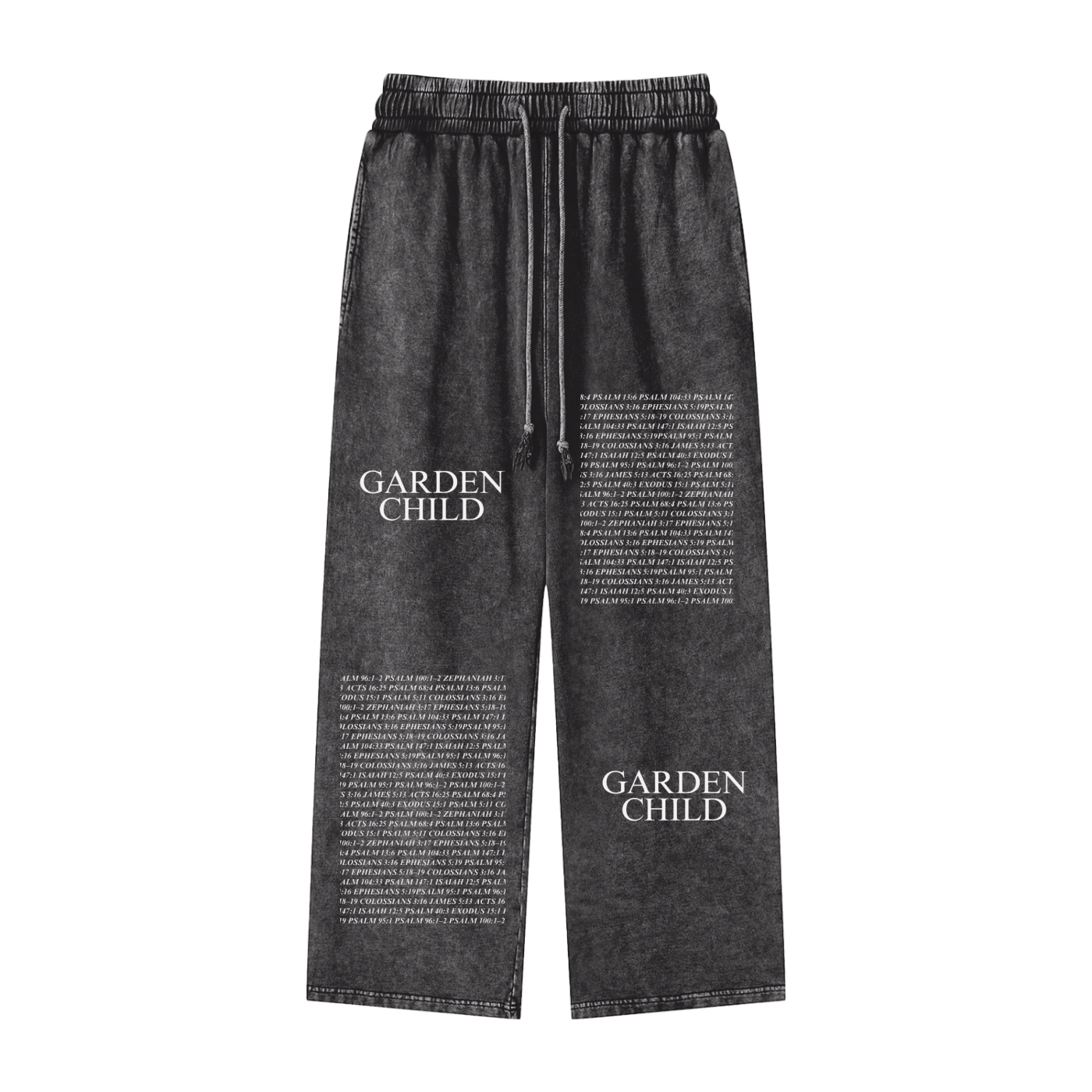 GC + Scripture Pattern | Acid Wash Straight Leg Pants