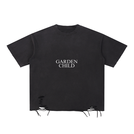 GC Classic | Black Snow Washed Raw-Hem Tee